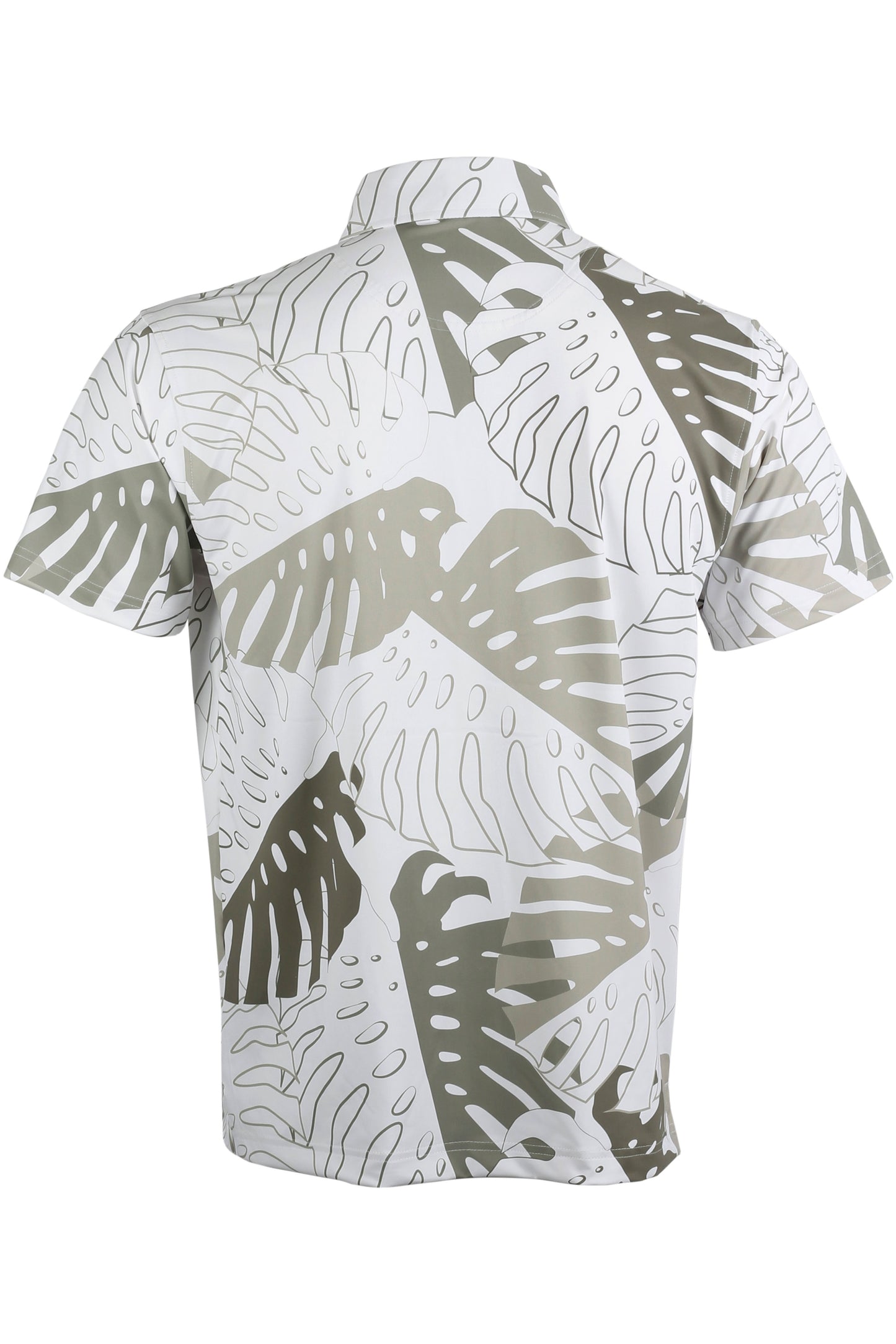 White and Taupe Monstera Polo