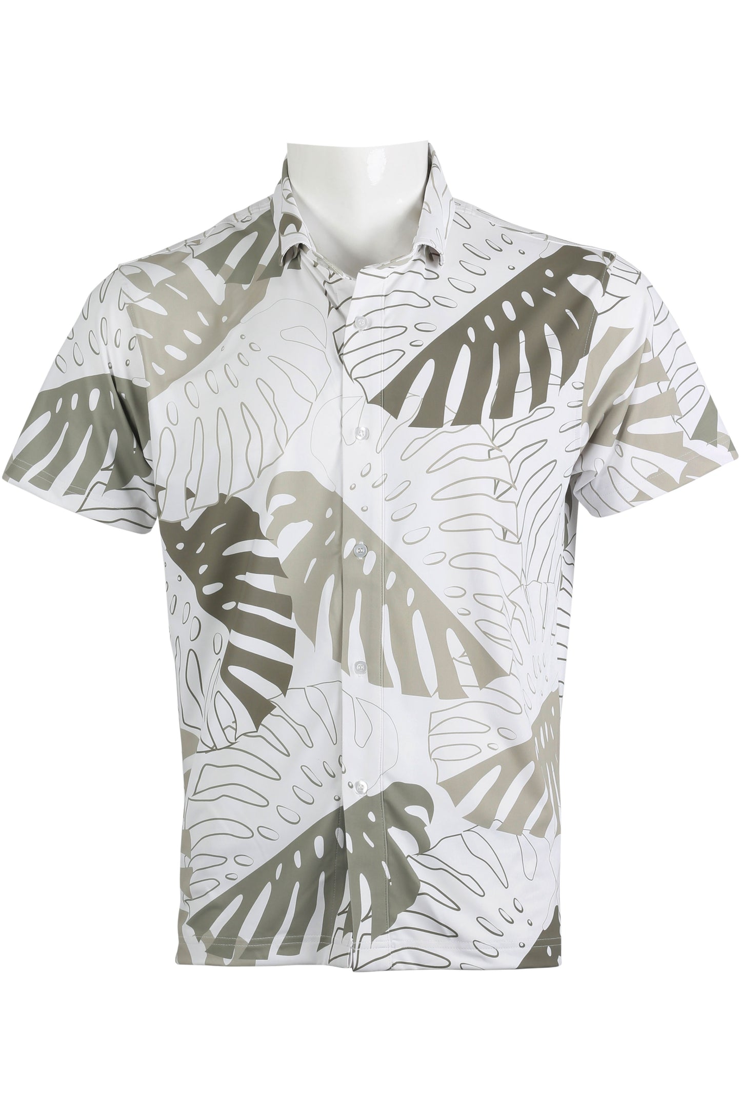 White and Taupe Monstera Button Down