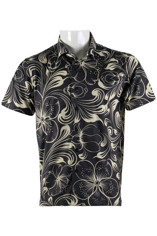 Aloha Bloom-Black Button Down