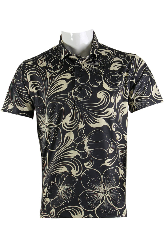 Aloha Bloom-Black Polo