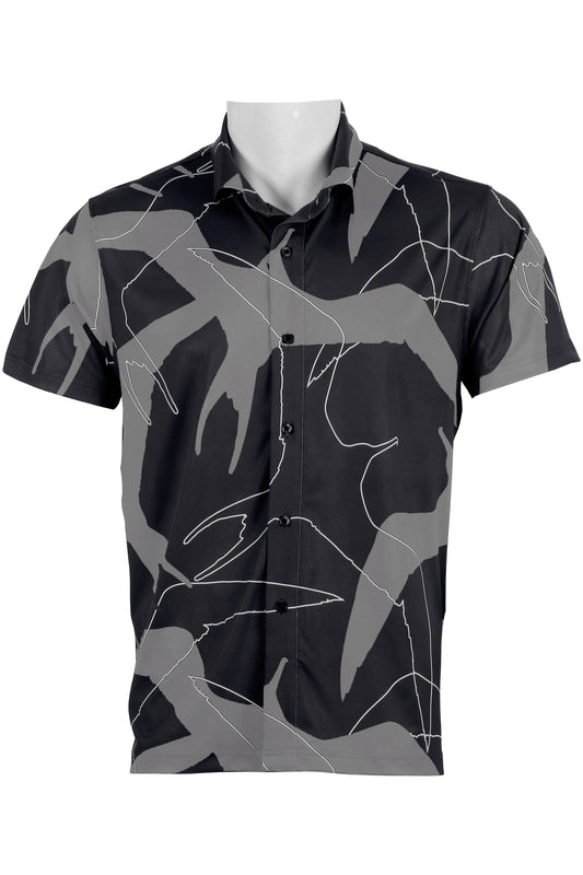 'Iwa Bird-Black and Gray Button Down