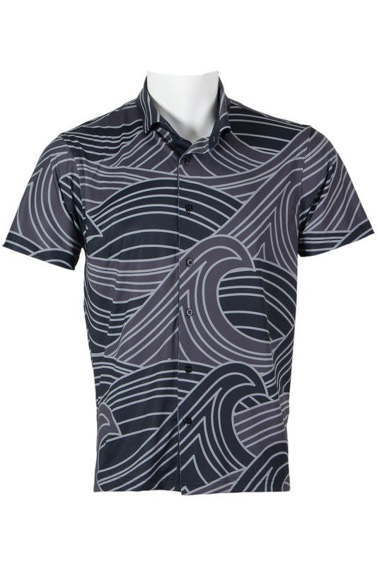 Wave-Black Button Down