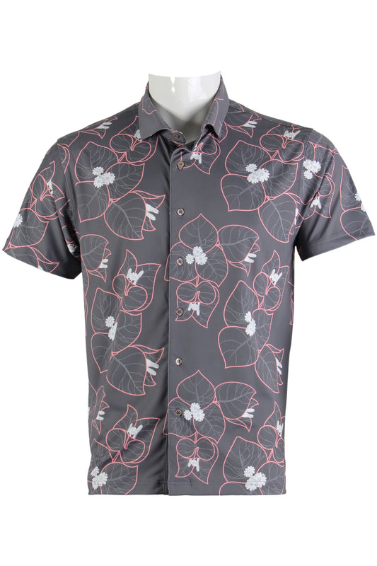 Bougainvillea-Gray and Pink Button Down