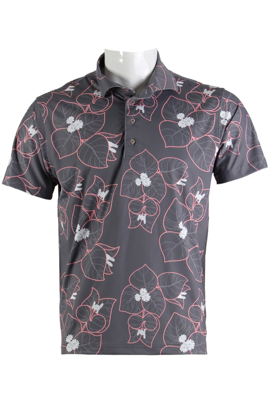 Bougainvillea-Gray and Pink Polo