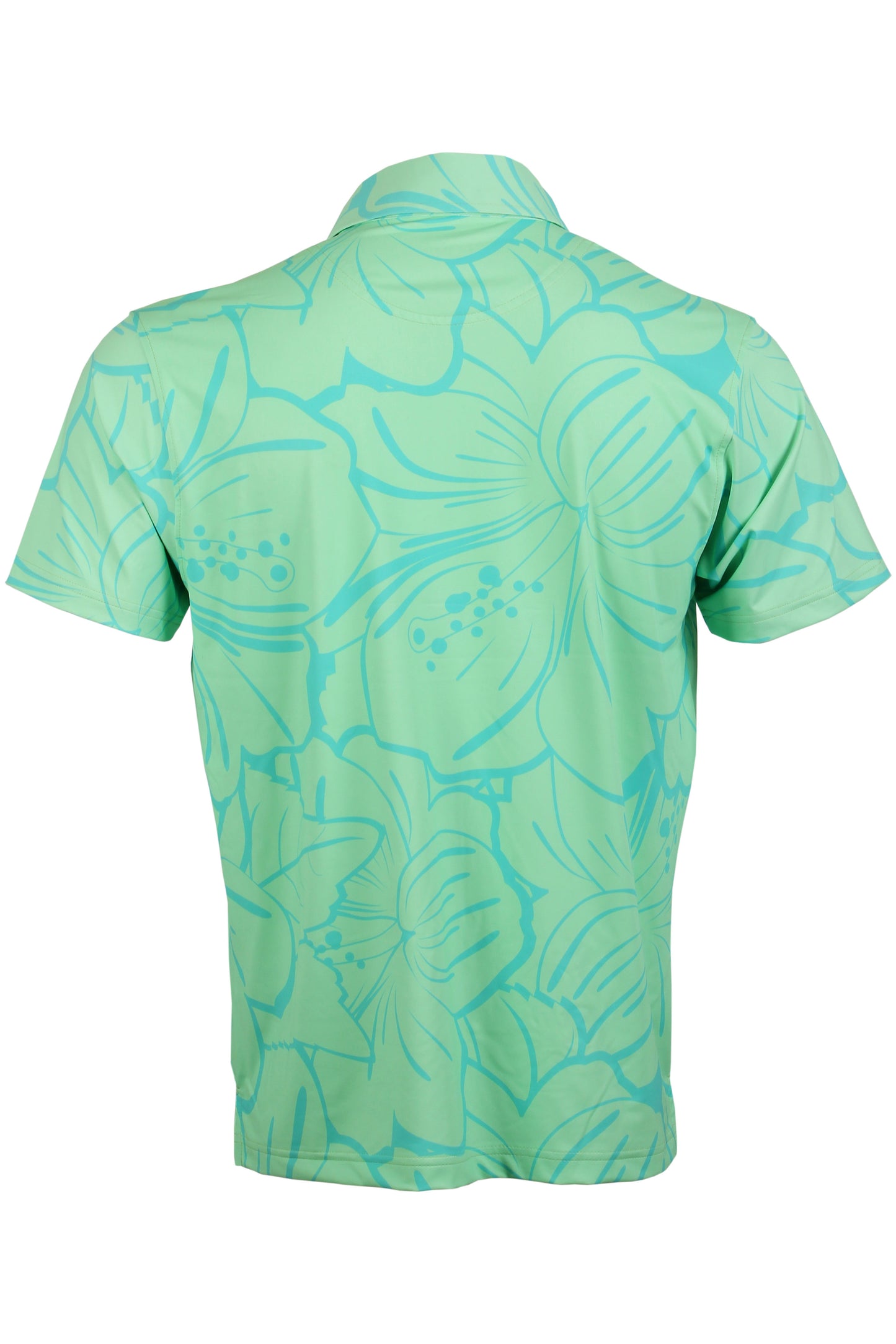 Mint and Blue Big Hibiscus Button Down