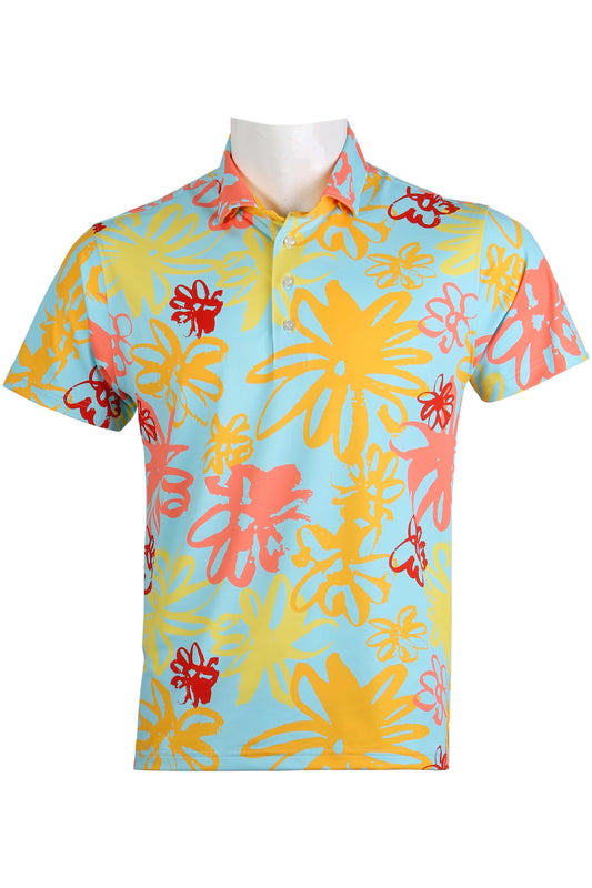 Full Bloom-Blue, Red, Pink, Orange, Yellow Polo