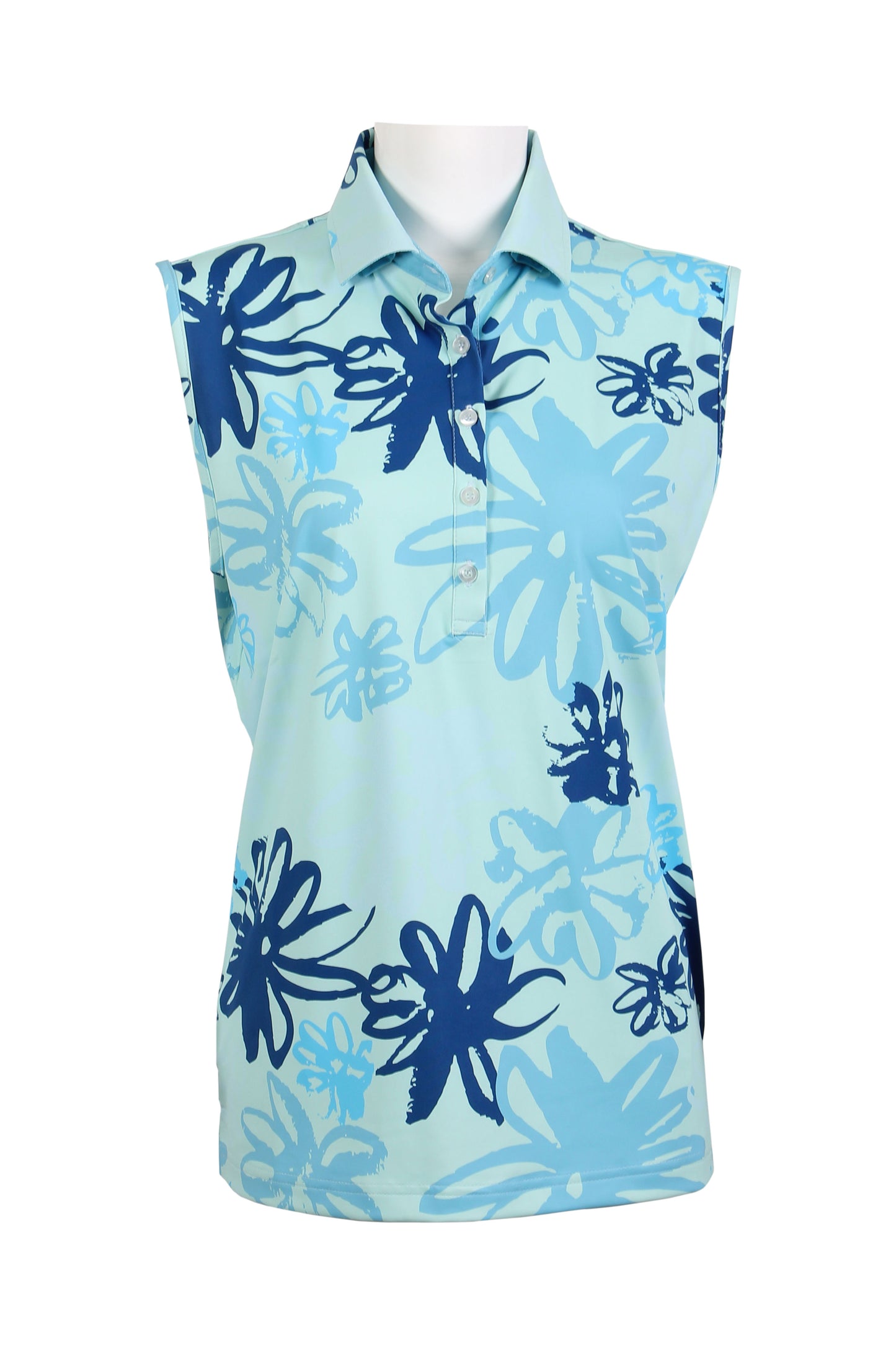 Blue Full Bloom Sleeveless Polo (Women's)