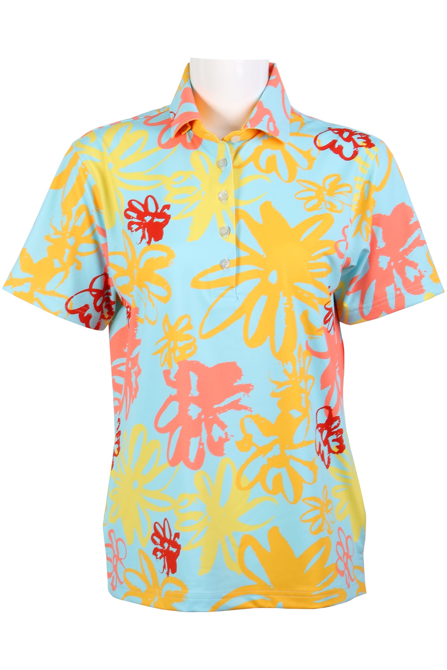 Blue, Red, Pink, Orange, Yellow Full Bloom Polo (Women's)