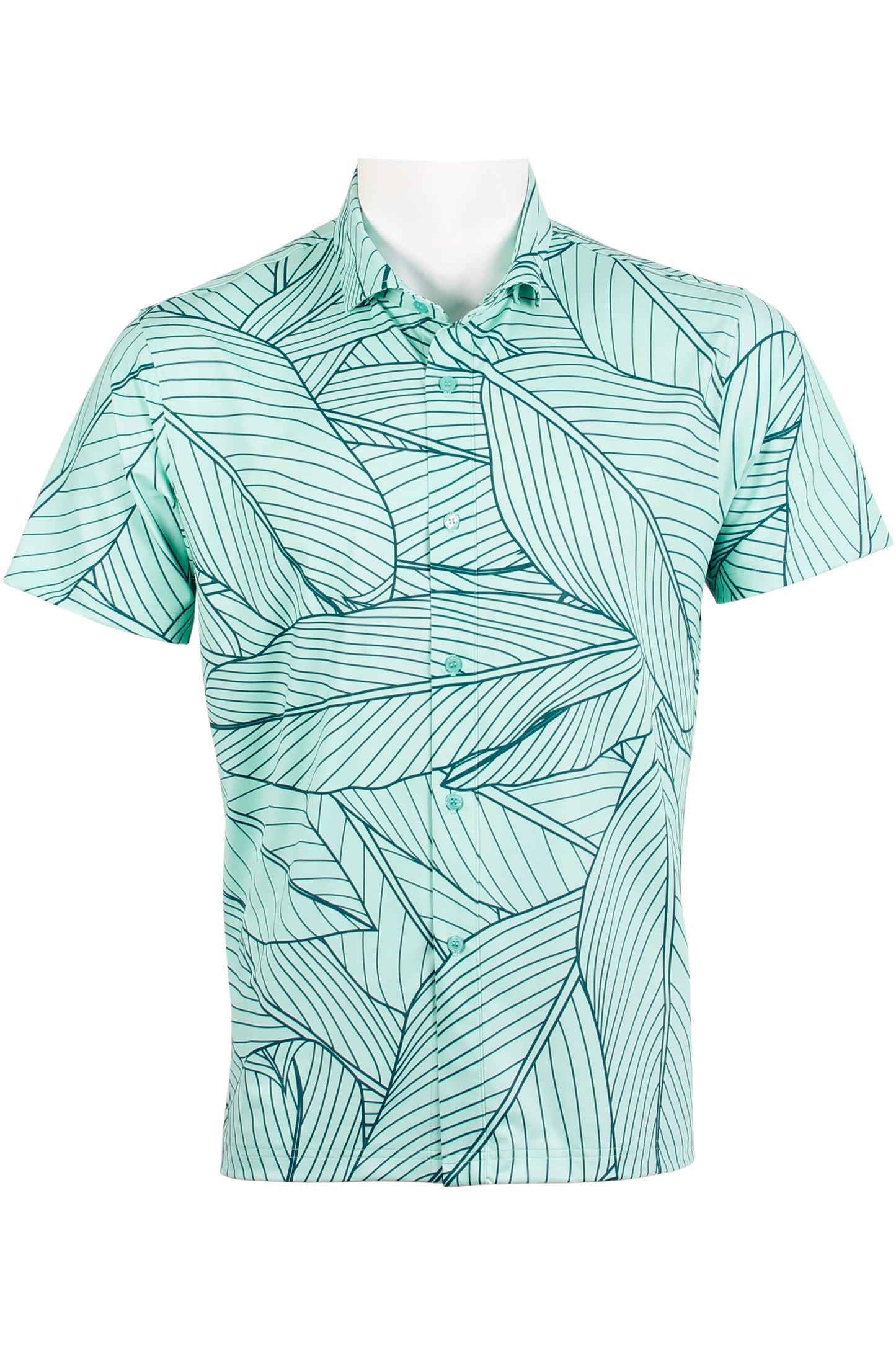 Aqua and Navy Ti Leaf Button Down