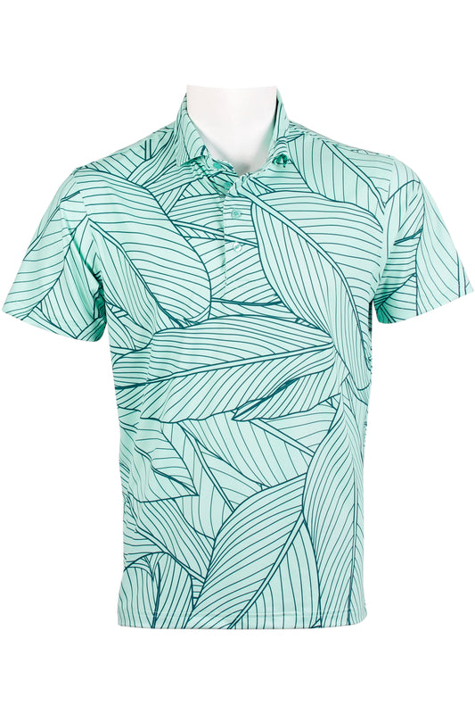 Ti Leaf-Aqua and Navy Leaf Polo