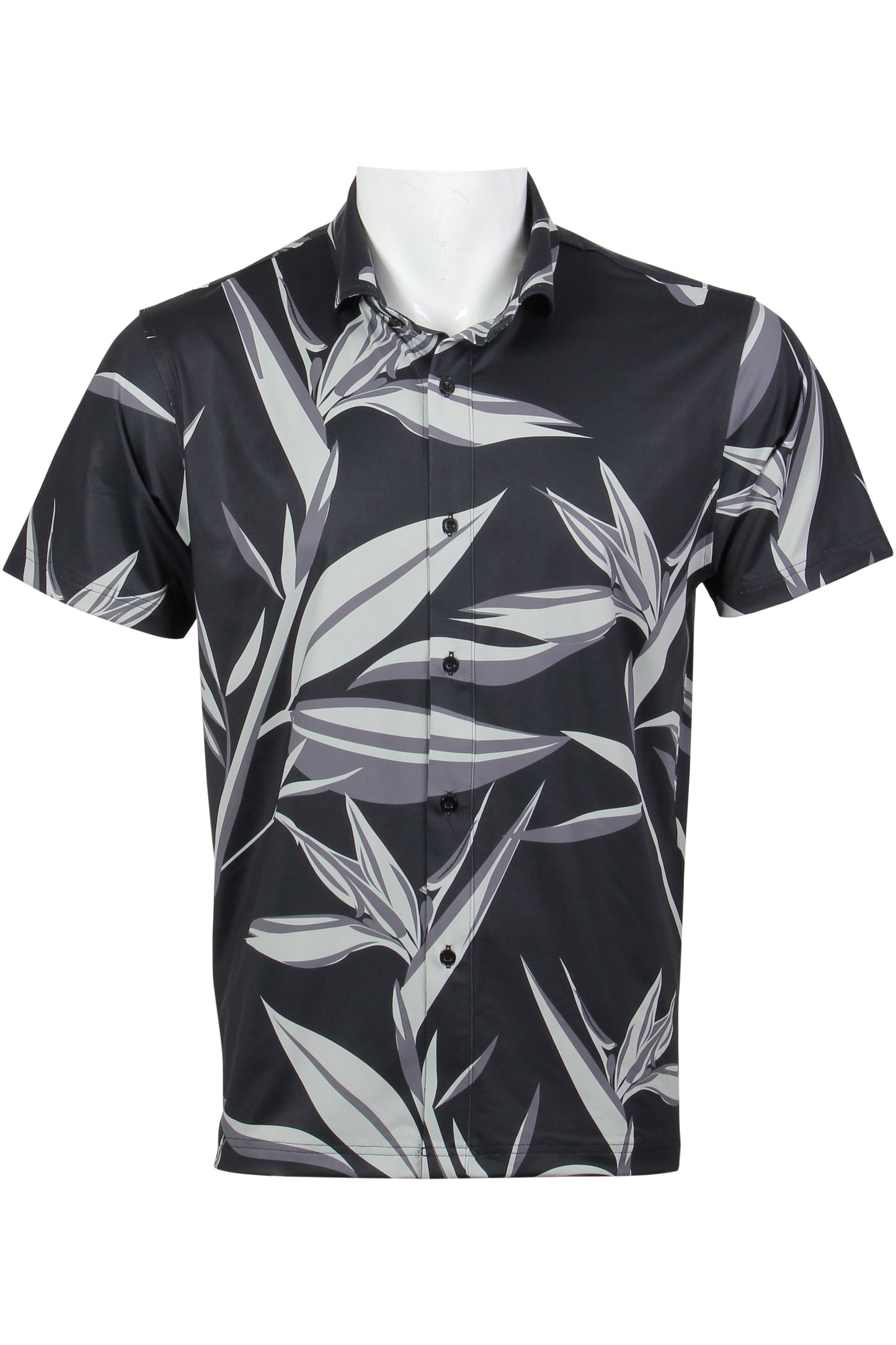 Black and Gray Bird of Paradise Button Down