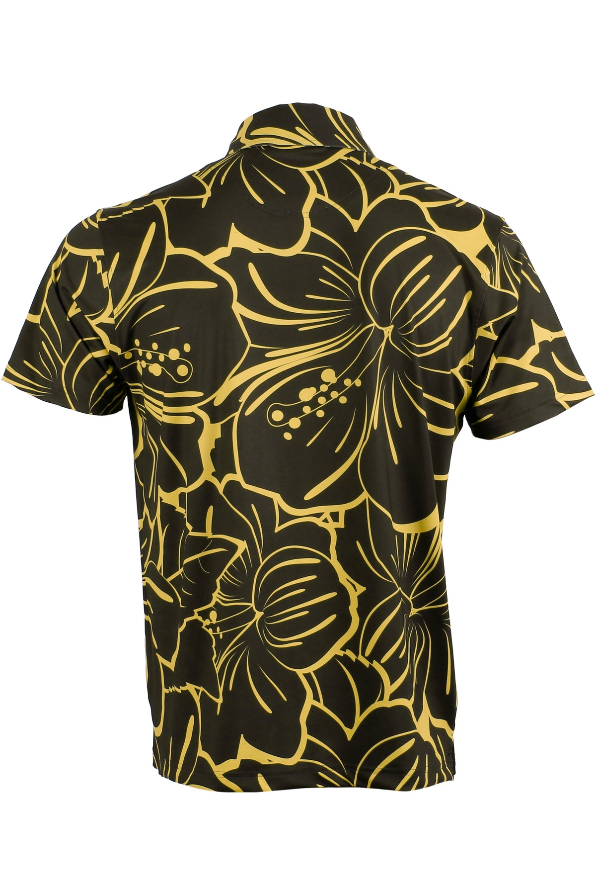 Big Hibiscus-Black Brown and Mustard Polo