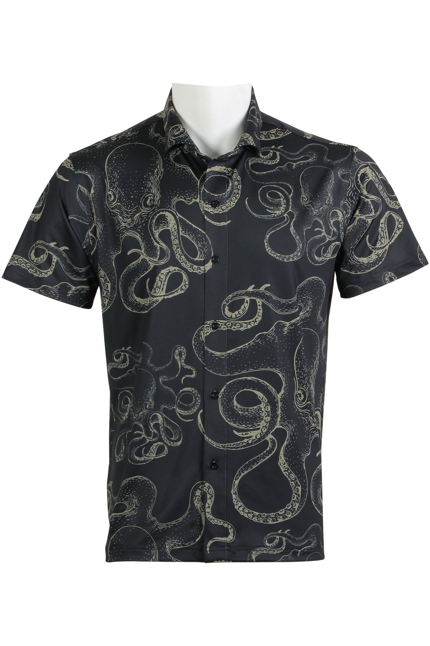 Octopus-Black and Dusky Green Button Down