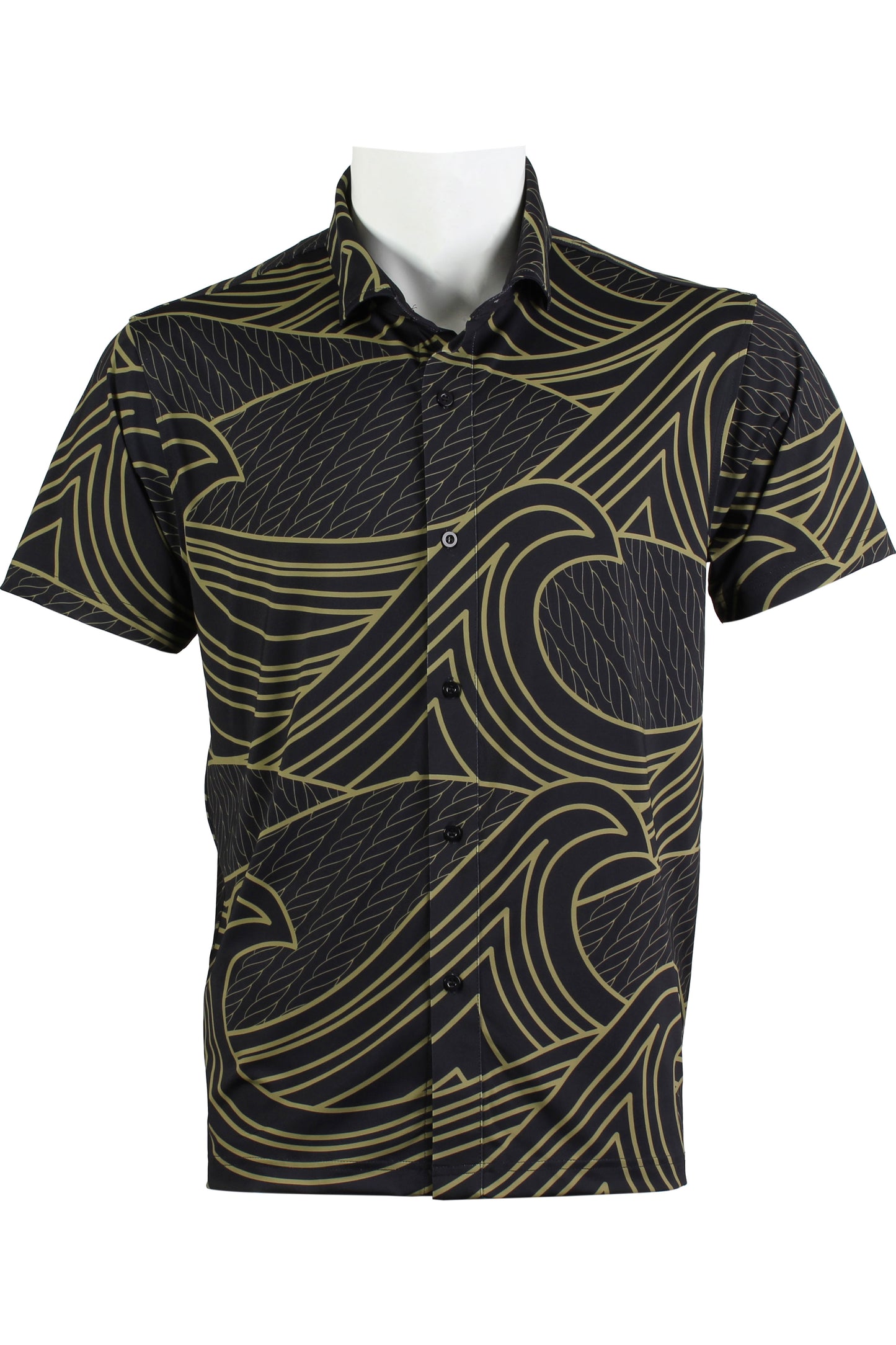 Corded Wave-Black and Gold Button Down