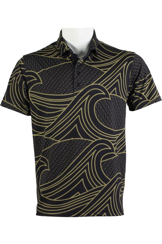 Corded Wave-Black and Gold Polo
