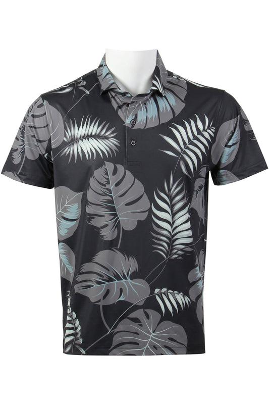 Tropical Jungle-Black, Gray, Blue Polo