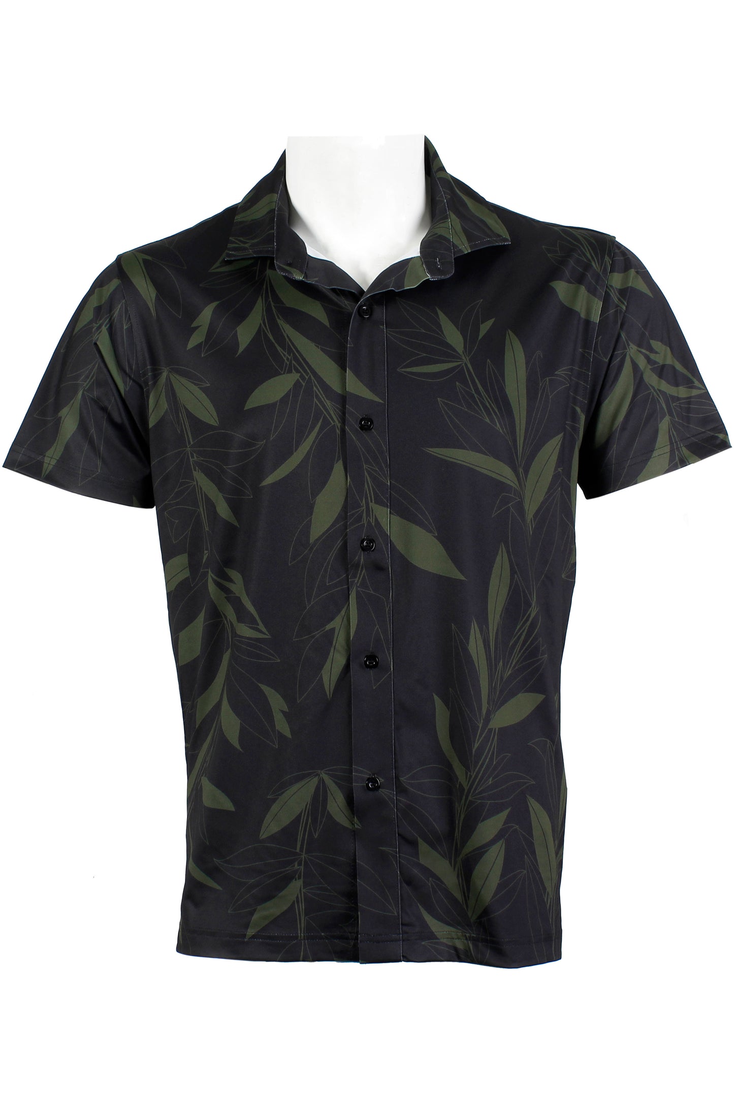 Maile Lei Strands-Black and Green Button Down