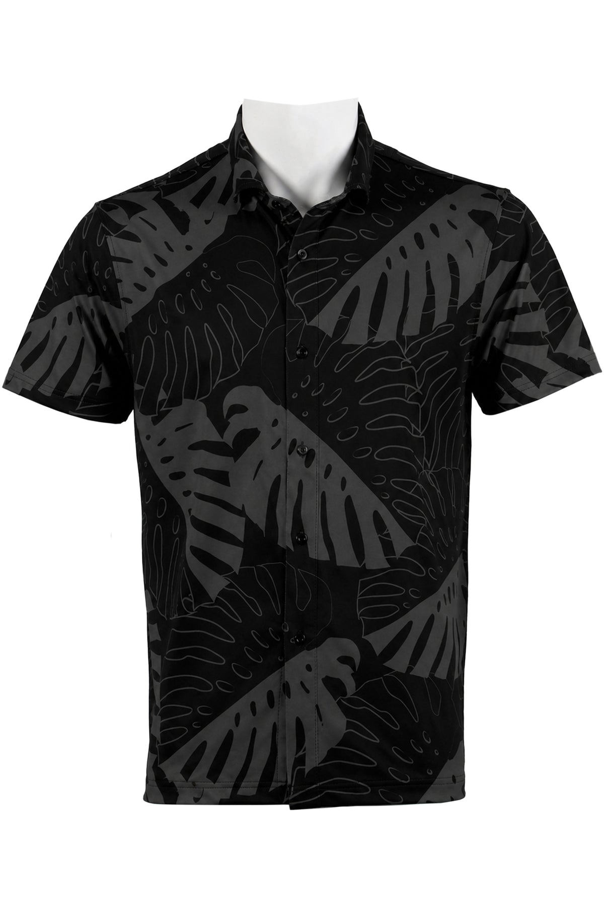 Monstera-Black Button Down
