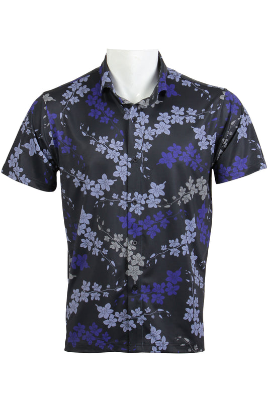 Black, Purple, Gray Cascading Orchid Button Down
