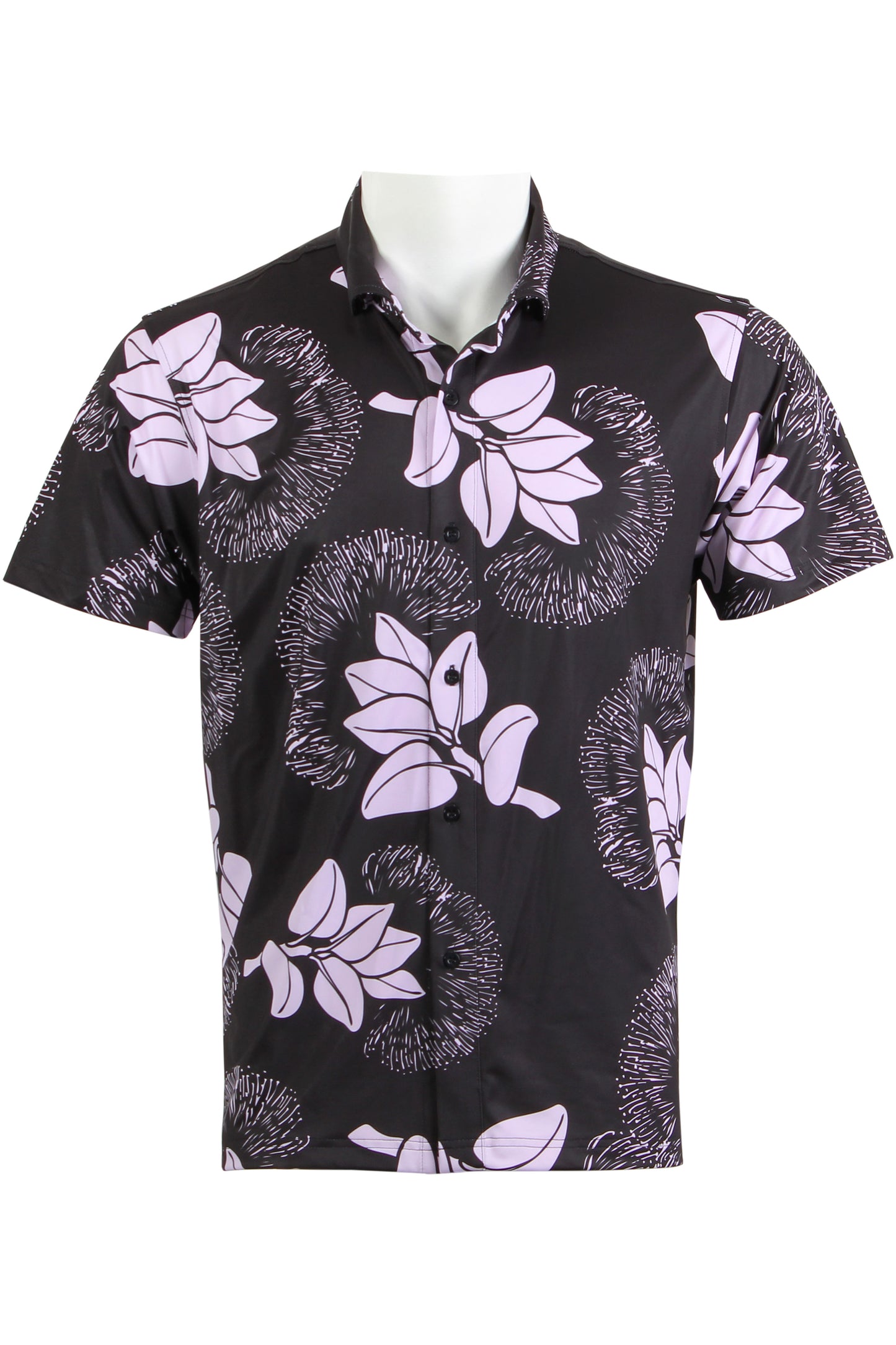 'Ohi'a Lehua-Black and Lavender Button Down