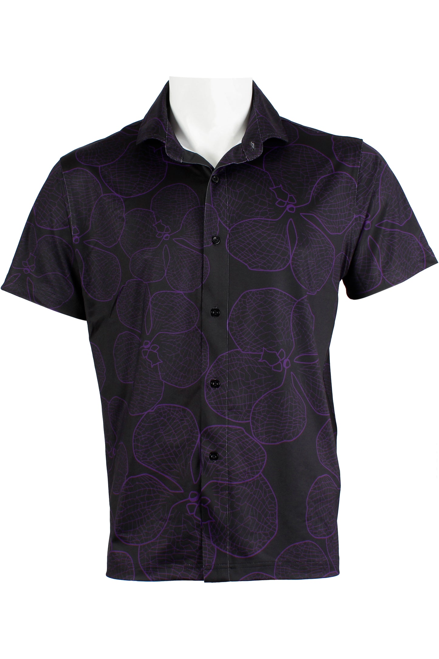 Vanda Orchid-Black and Purple Button Down