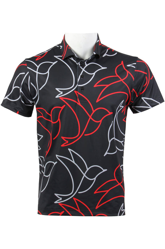 Black, Red, Gray Birdies Polo
