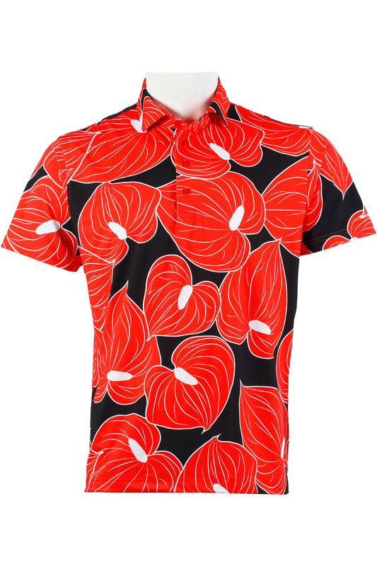 Anthurium-Black, Red, White Polo