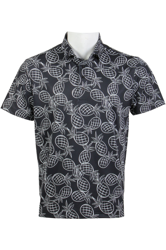 Black and White Mini Pineapple Polo