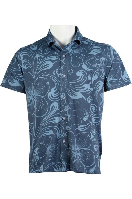 Aloha Bloom-Blue Button Down