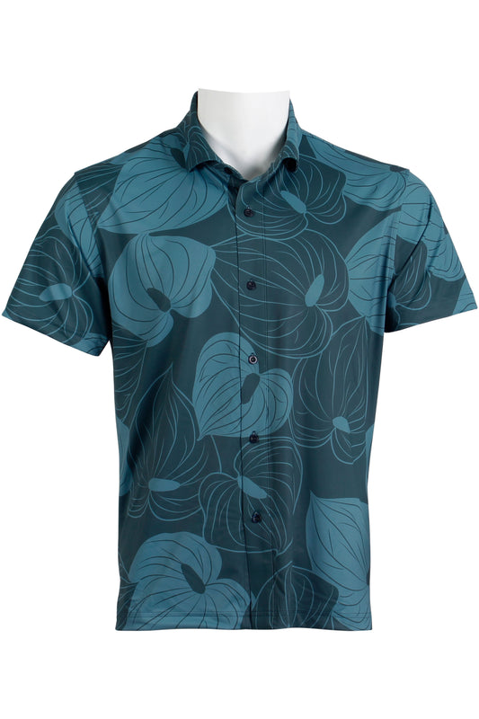 Blue Anthurium Button Down