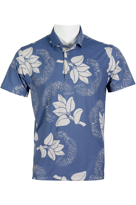 'Ohi'a Lehua-Blue and Gray Polo