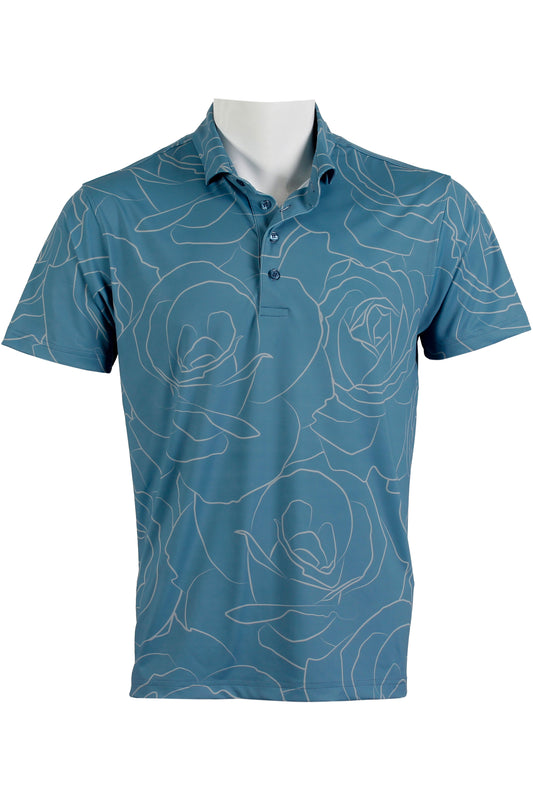 Rose-Blue and Gray Polo