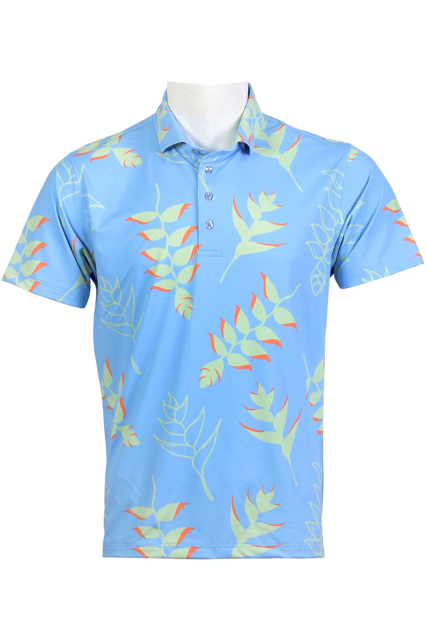 Blue, Green, Coral Heliconia Polo