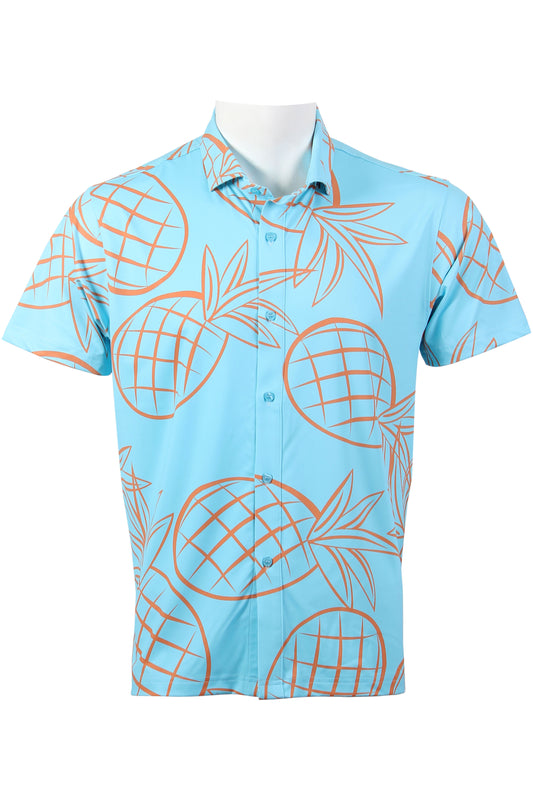 Blue and Orange Pineapple Button Down