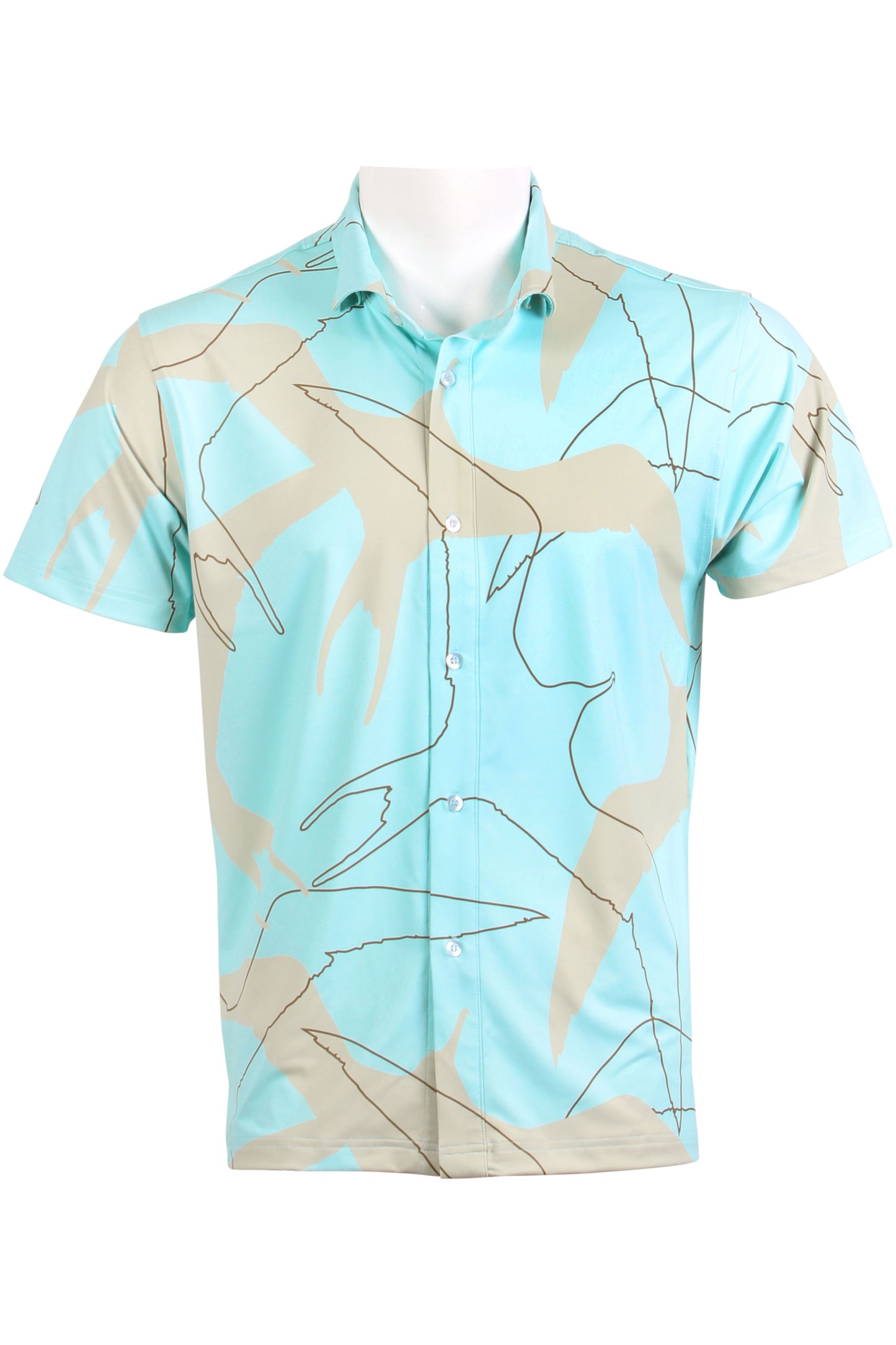 'Iwa Bird-Blue and Tan Button Down
