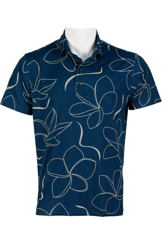 Plumeria-Blue and Tan Polo