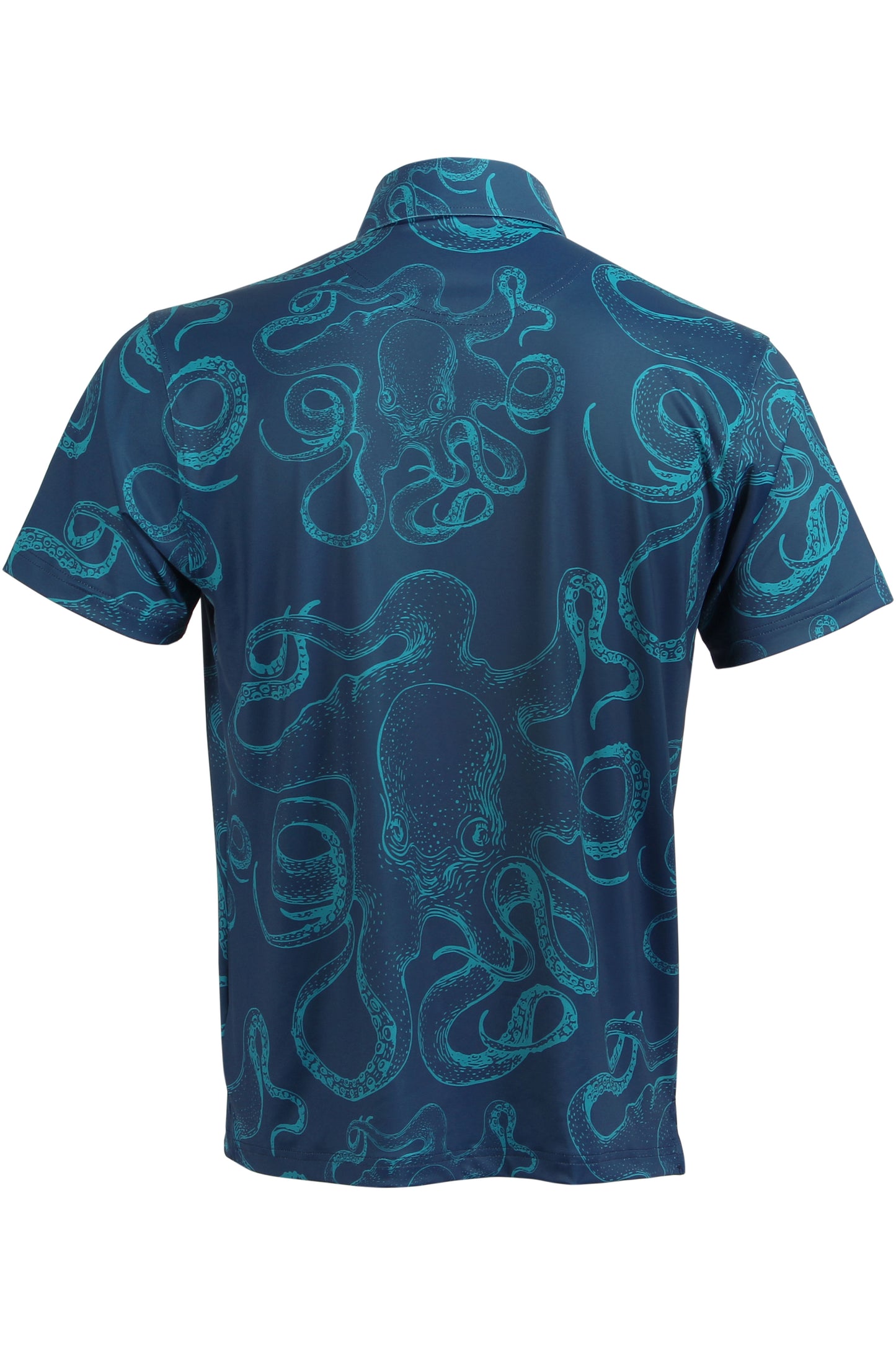 Navy and Turquoise Octopus Button Down