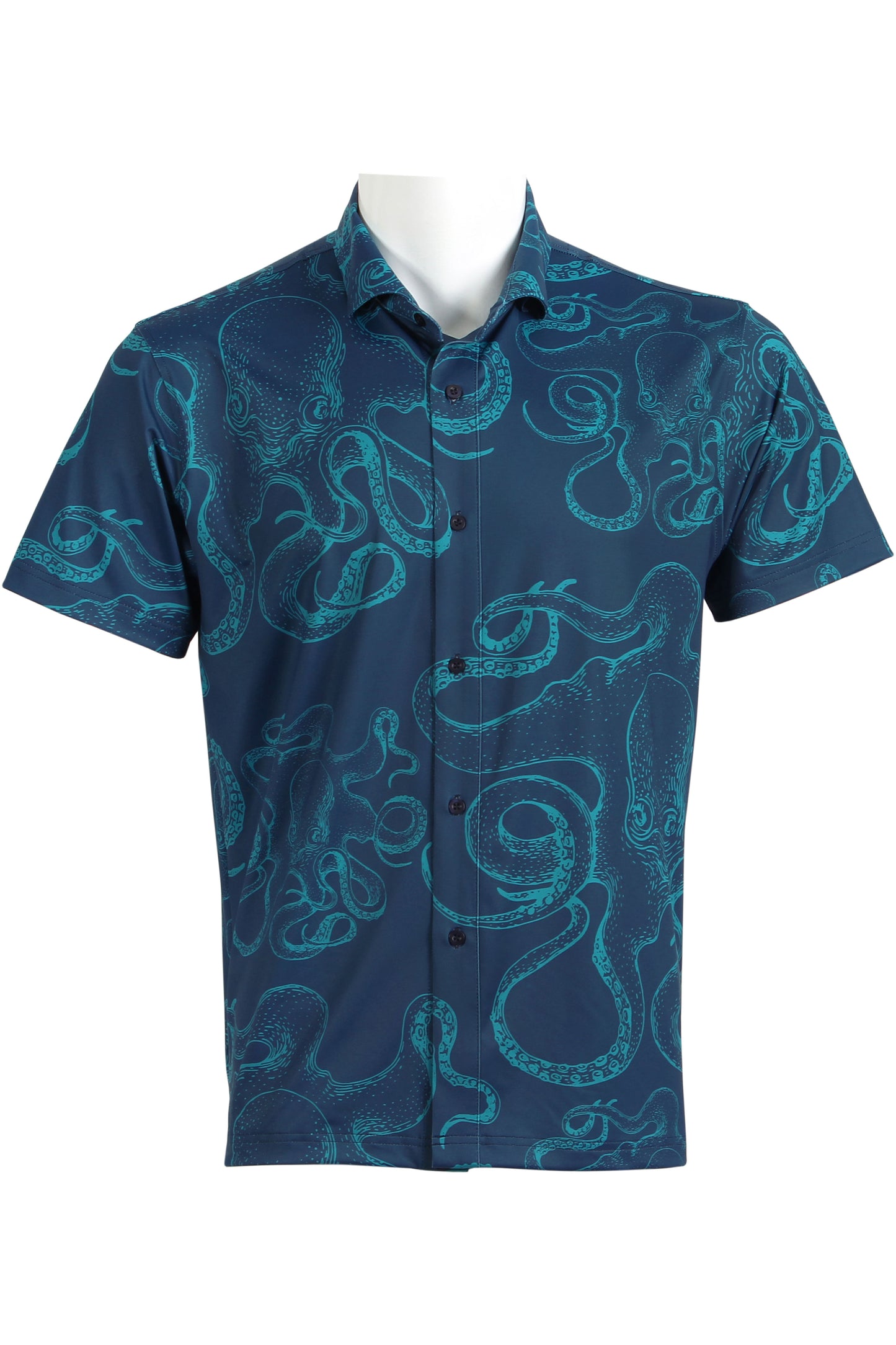 Navy and Turquoise Octopus Button Down