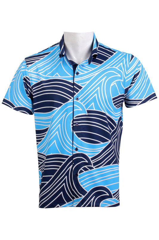 Wave-Blue Button Down