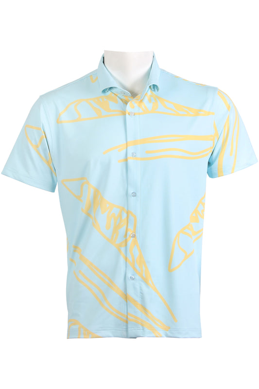 Blue and Yellow Diamond Head Button Down