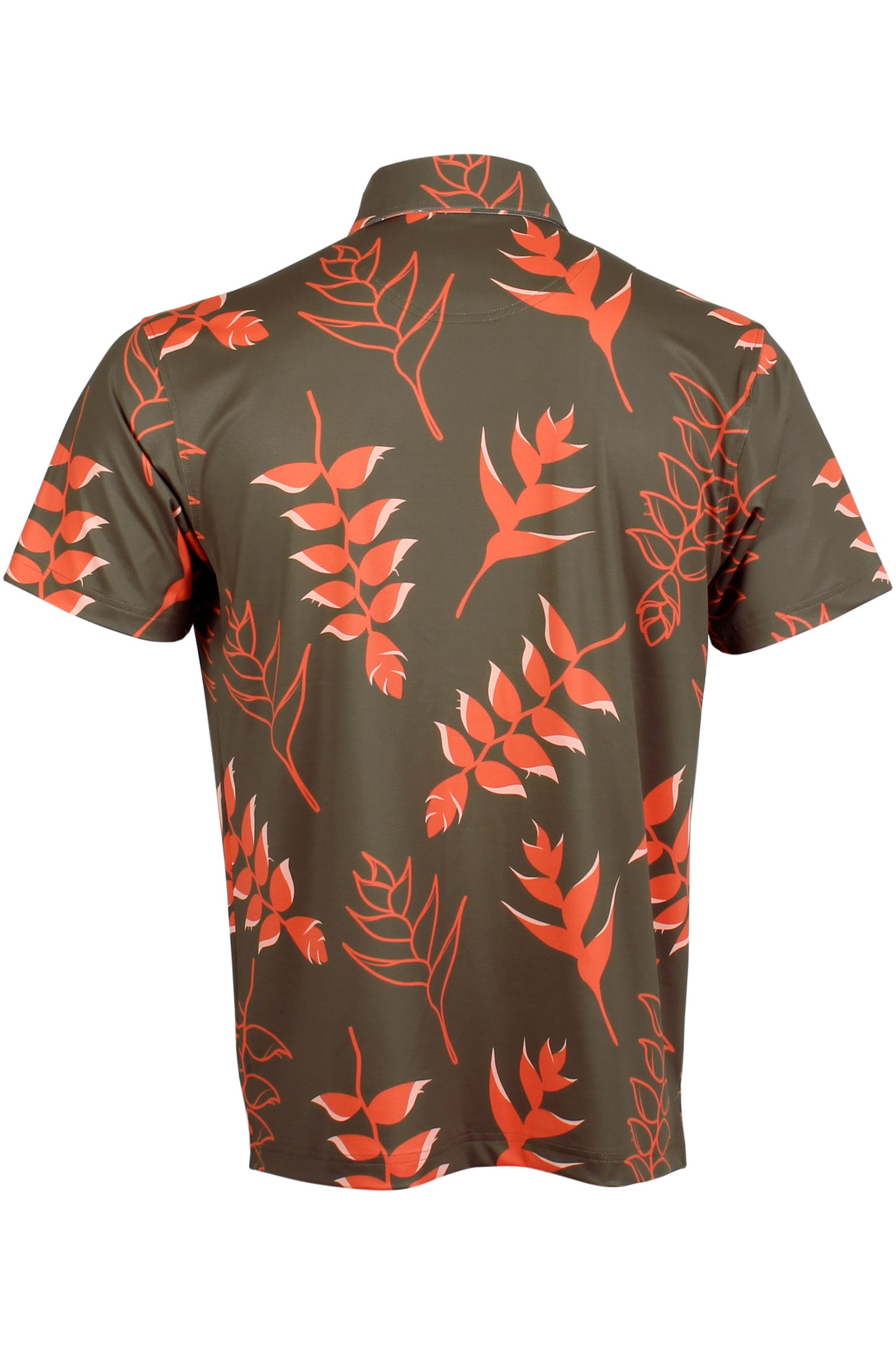 Brown and Red Heliconia Button Down