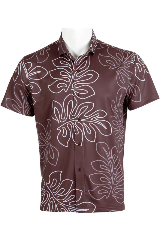 Laua'e-Burgundy and Mauve Button Down