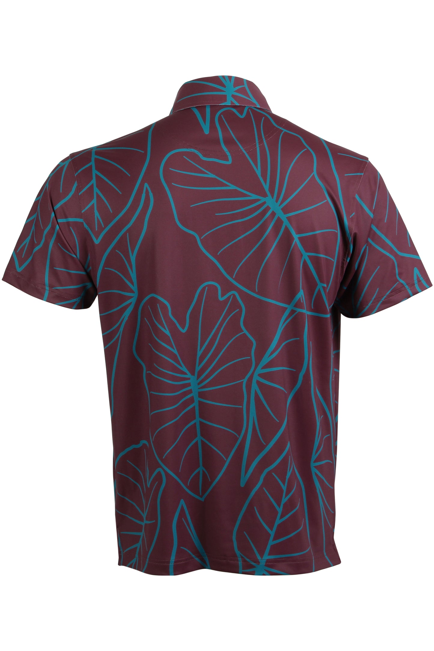 Kalo Leaves-Burgundy and Teal Polo