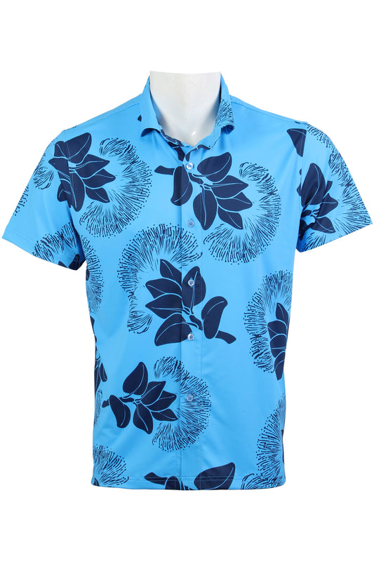 Carolina and Navy 'Ohi'a Lehua Button Down