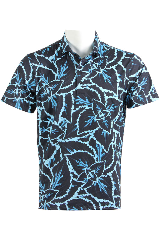 Charcoal and Blue Foliage Polo