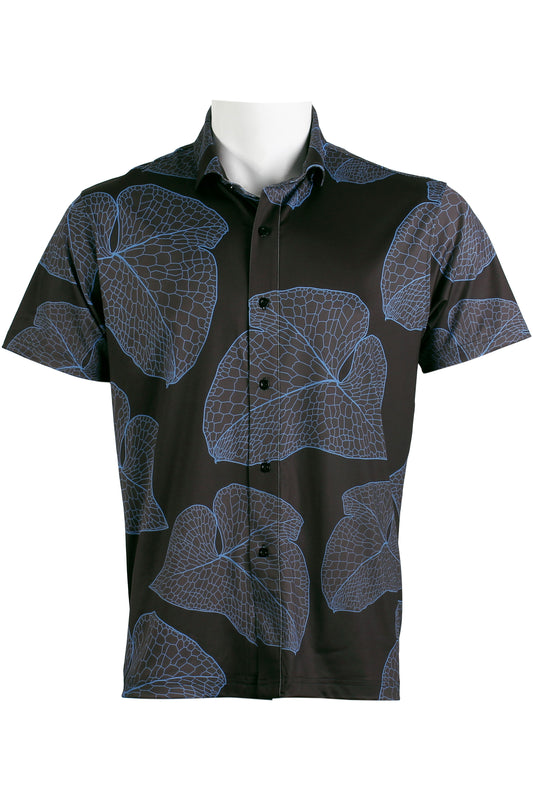 Pe'ahi-Charcoal and Blue Button Down