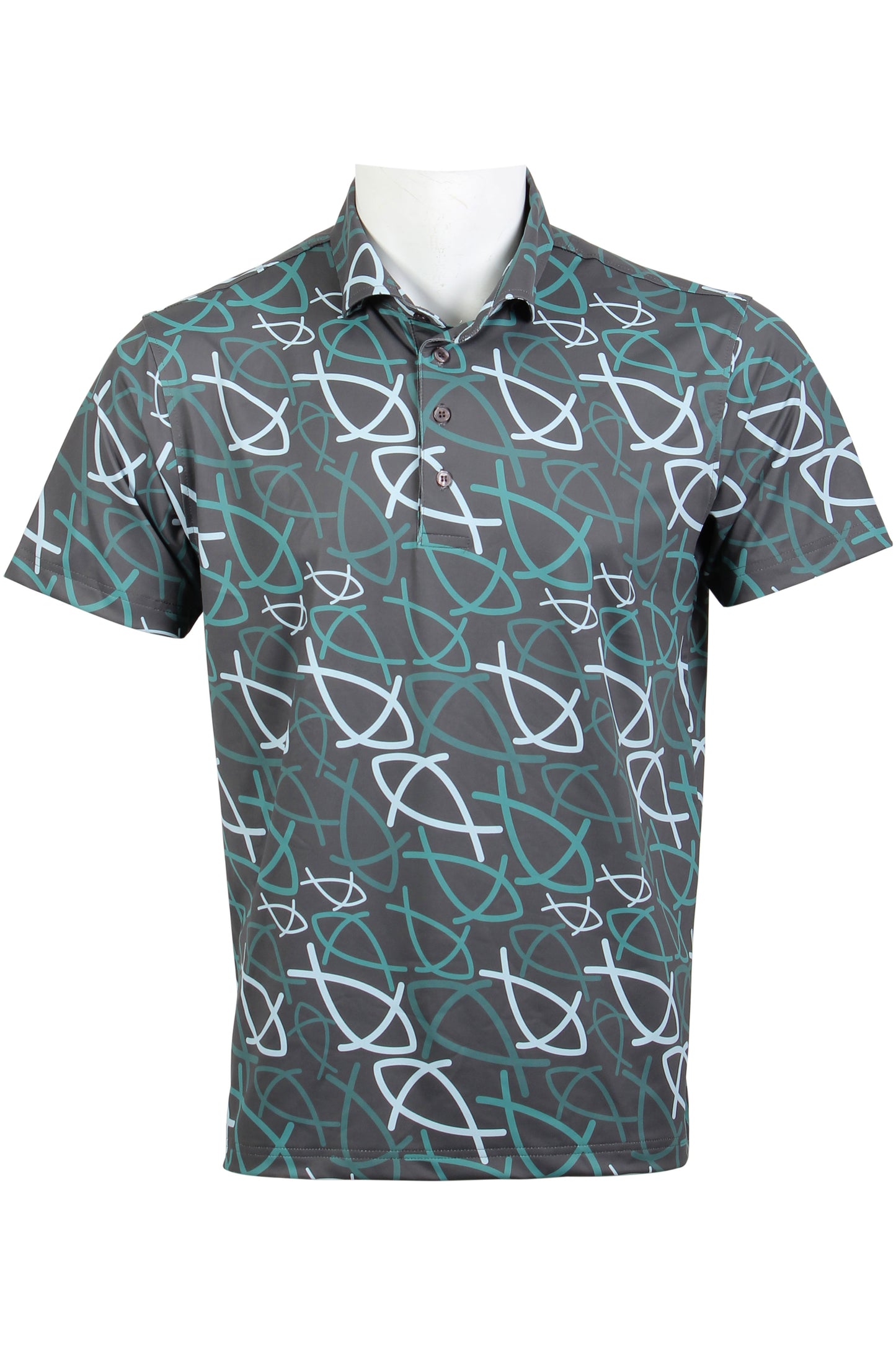 Fish-Charcoal and Green Polo