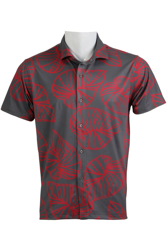 Charcoal and Deep Red Kalo Button Down