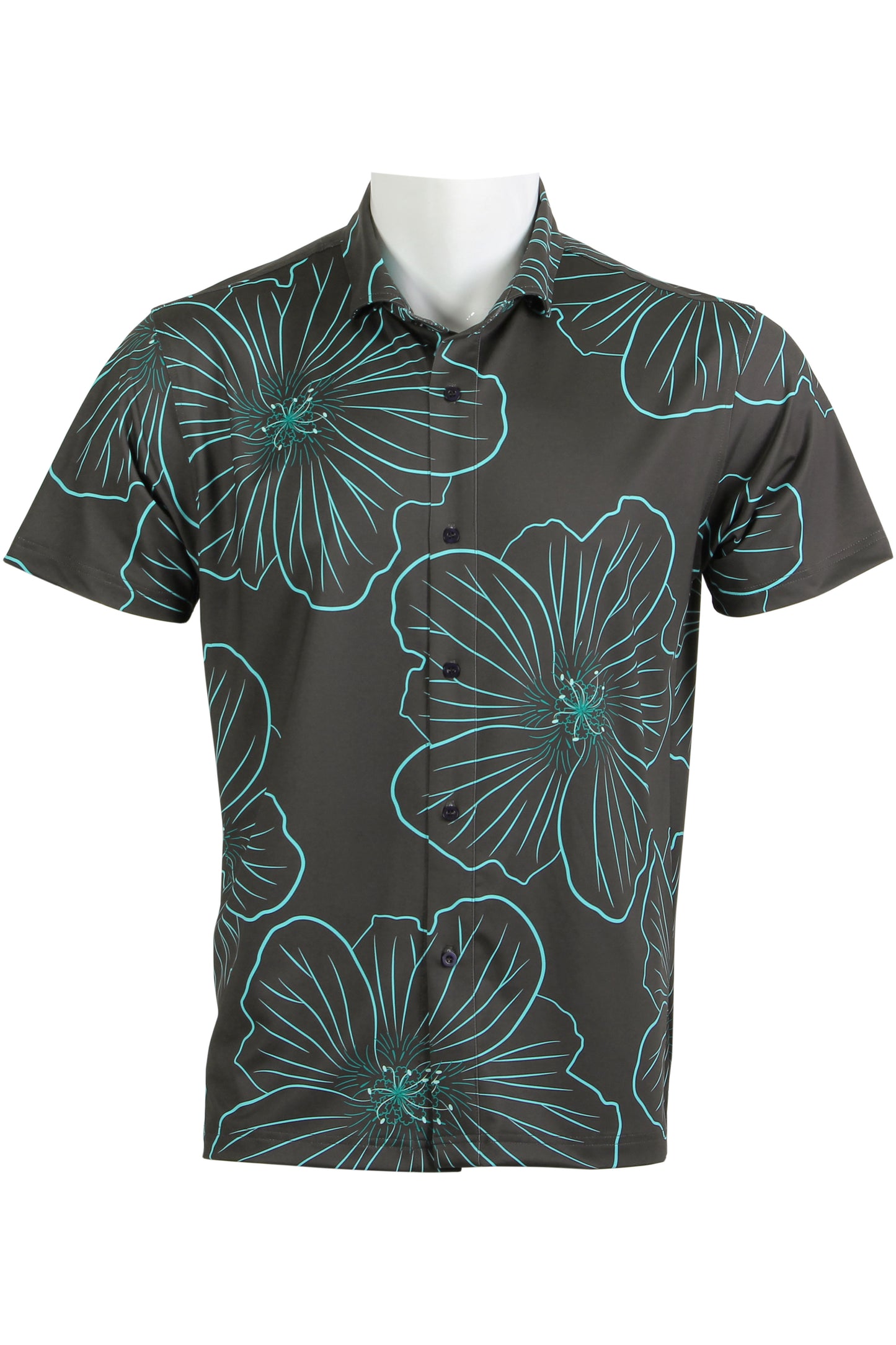 'Ilima-Charcoal and Teal Button Down