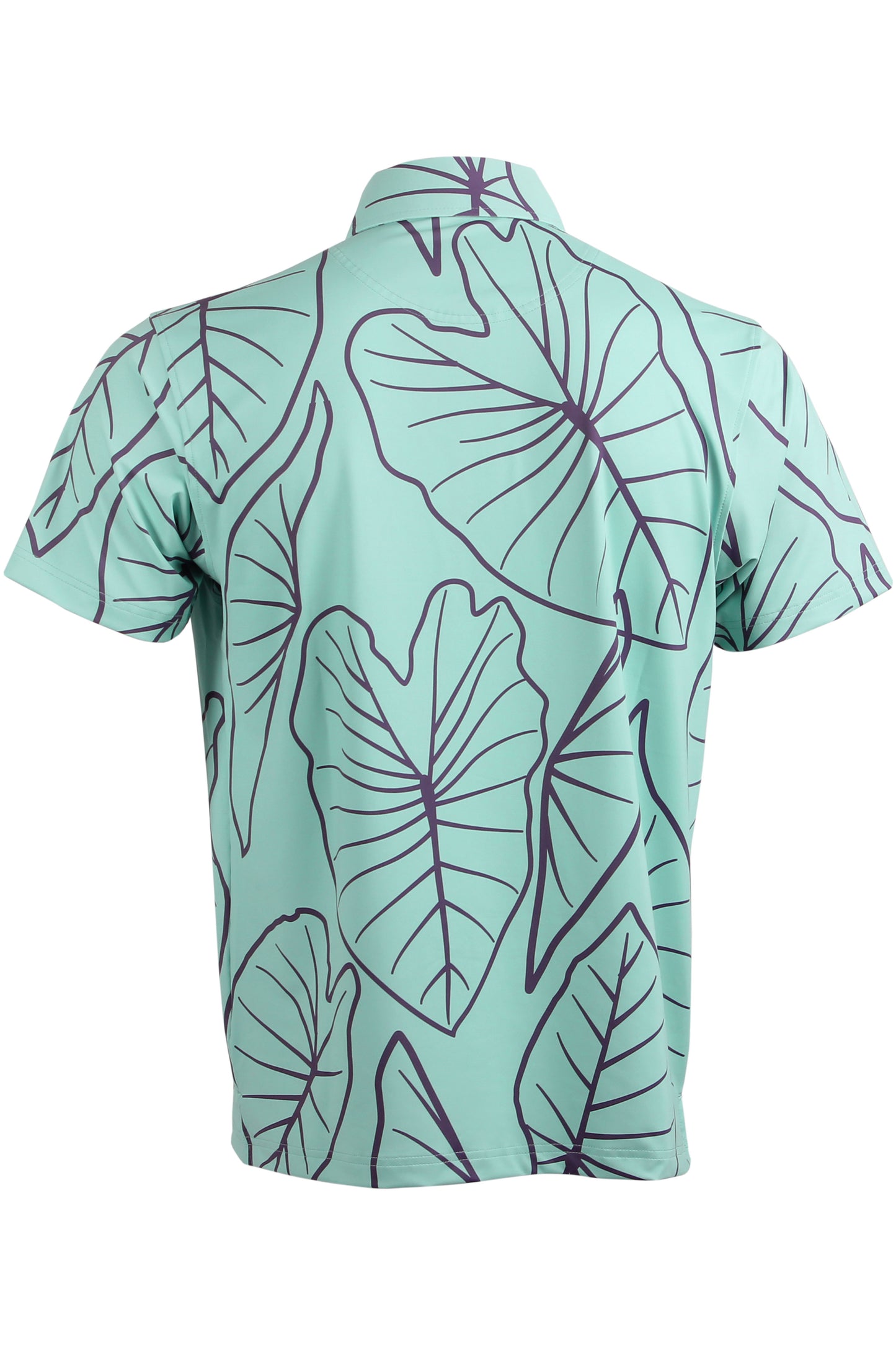 Kalo Leaves-Cyan and Purple Button Down